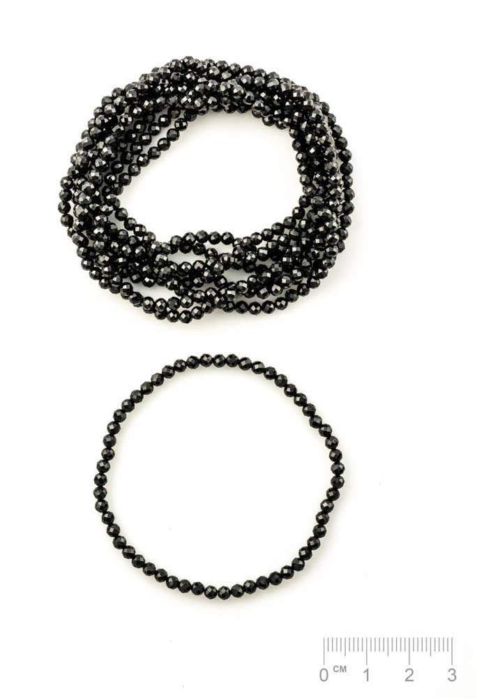 Bracelet Spinelle noire boule <strong>facetté</strong>