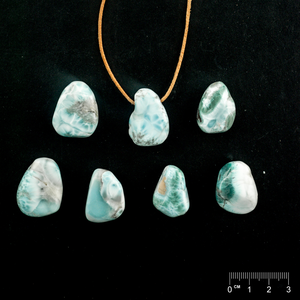 Pendentif Larimar ovale plat