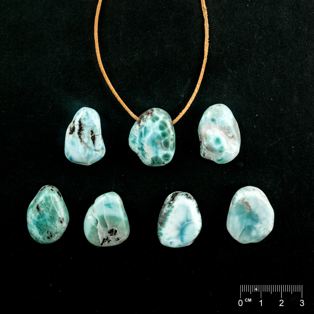 Pendentif Larimar ovale plat