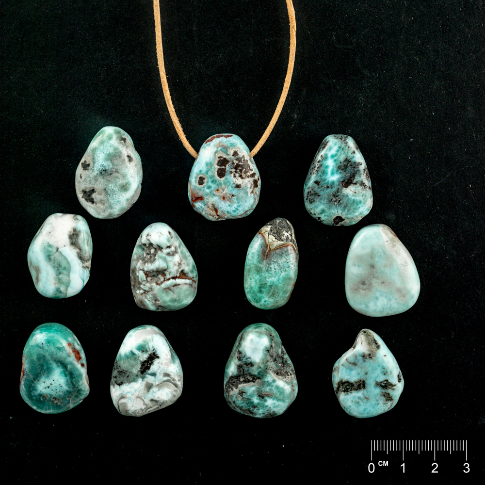 Pendentif Larimar ovale plat