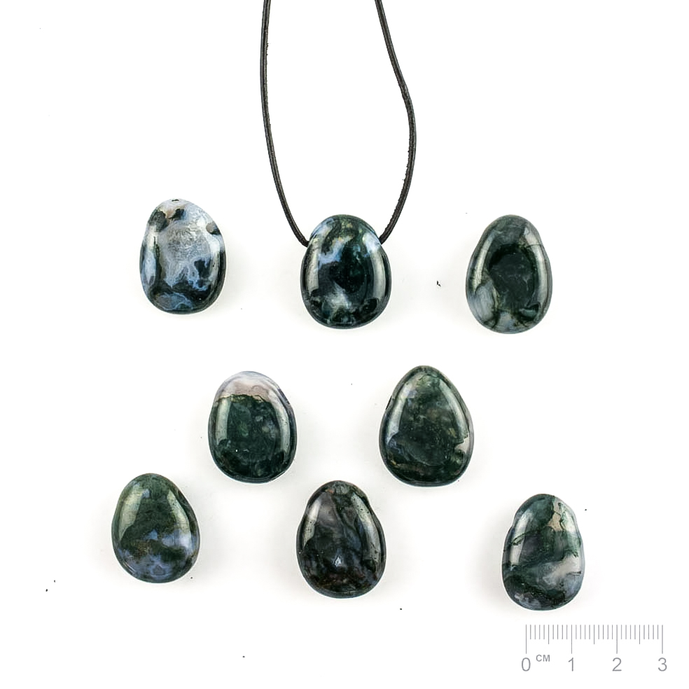 Pendentif Agate mousse ovale plat