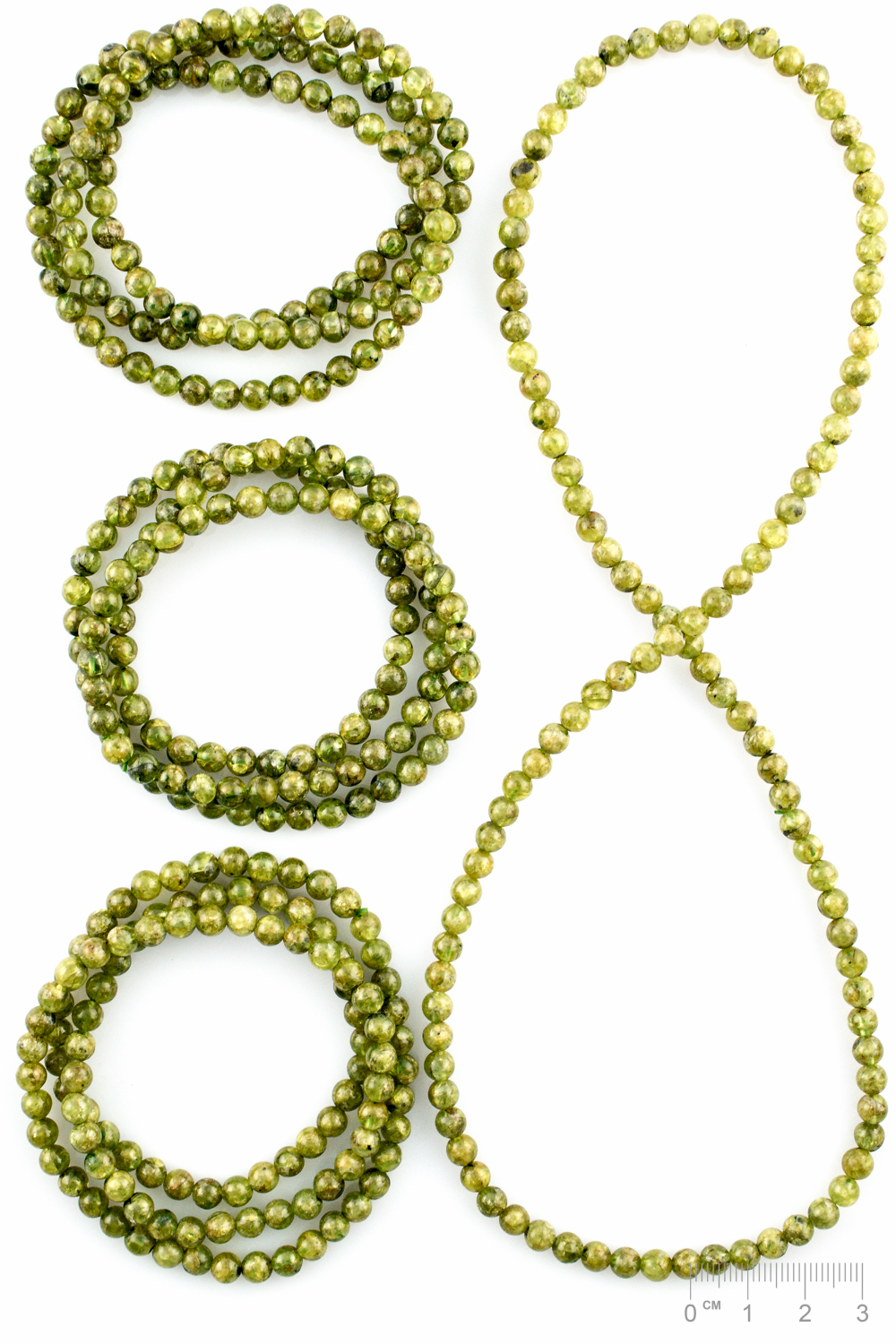 Armband 3-fach Elast Peridot Kugel