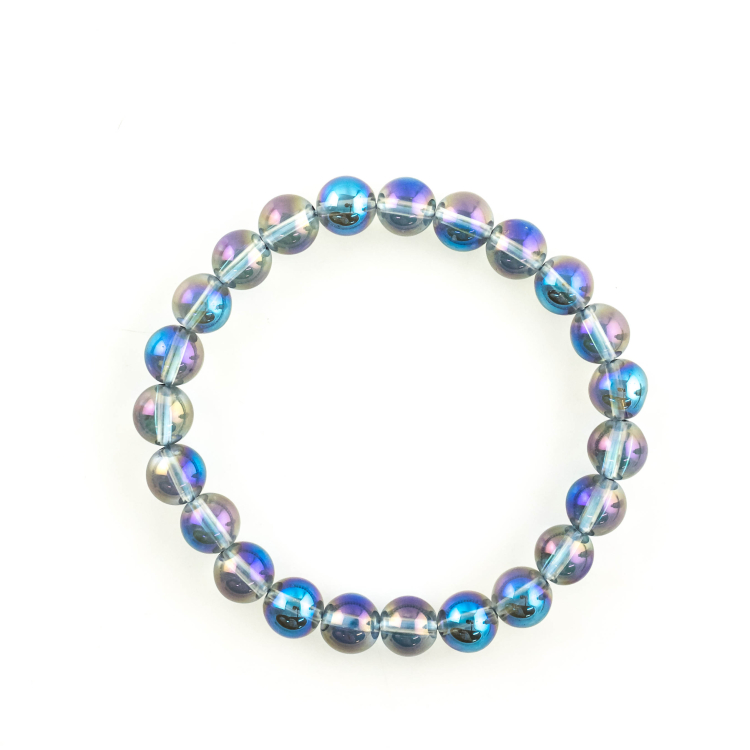 Bracelet Aqua Aura (Cristal de roche vaporisé) boule