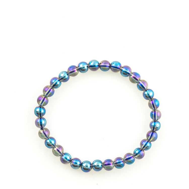 Bracelet Aqua Aura (Cristal de roche vaporisé) boule