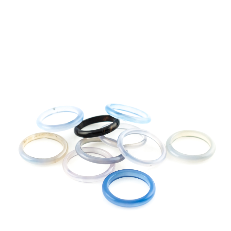 Fingerring Achat blau & schwarz gefärbt ca. 3mm, Ø 15.5-16.5mm