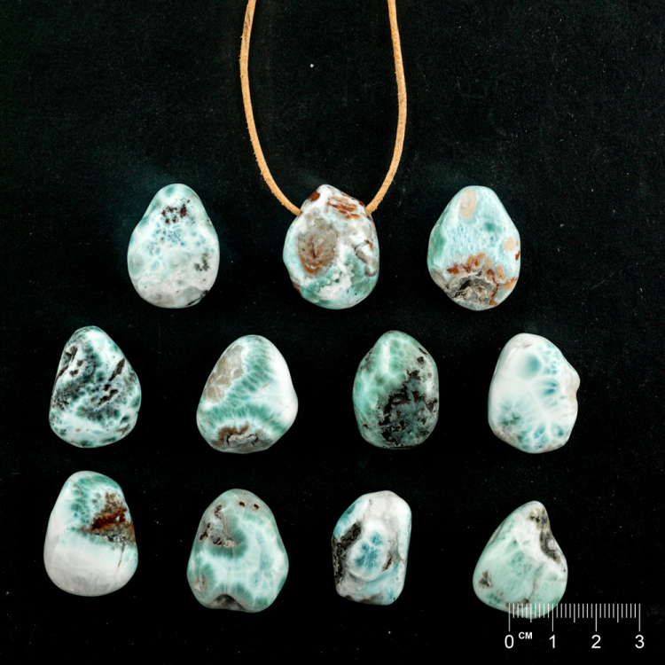 Pendentif Larimar ovale plat