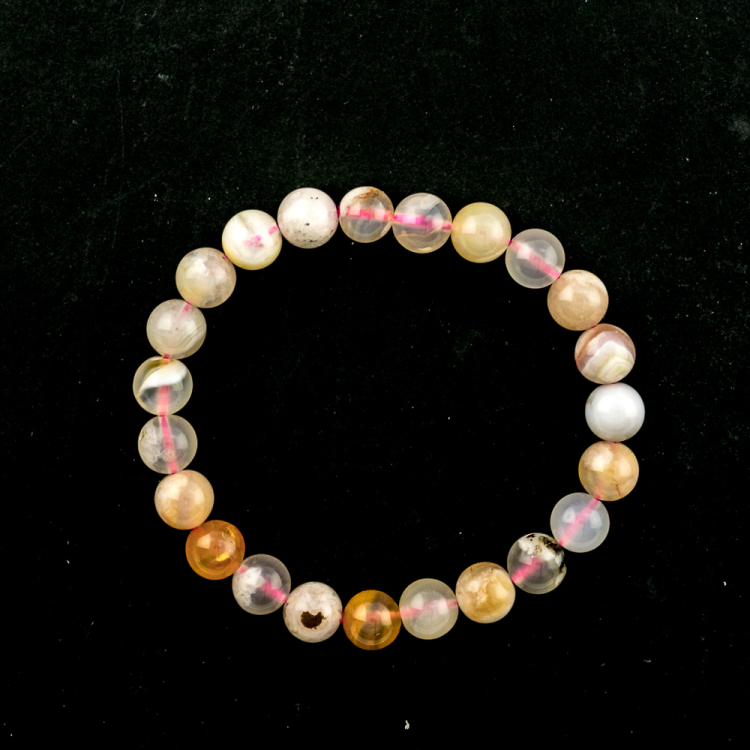 Bracelet Agate fleur de cerisier boule