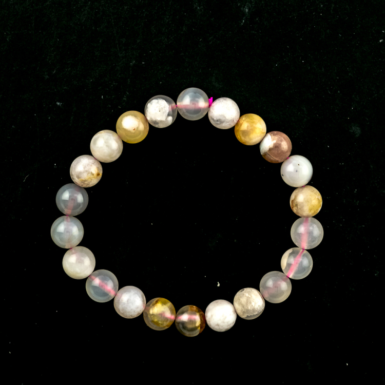 Bracelet Agate fleur de cerisier boule