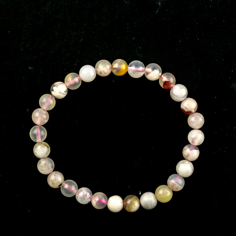 Bracelet Agate fleur de cerisier boule