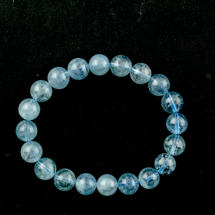 Bracelet Aigue-marine (part. traité) boule