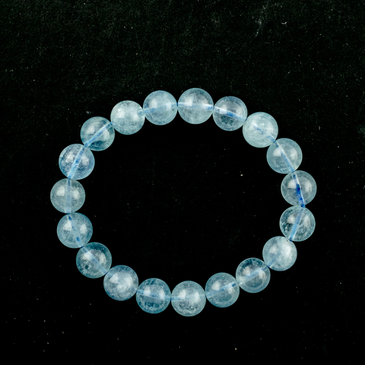 Bracelet Aigue-marine (part. traité) boule