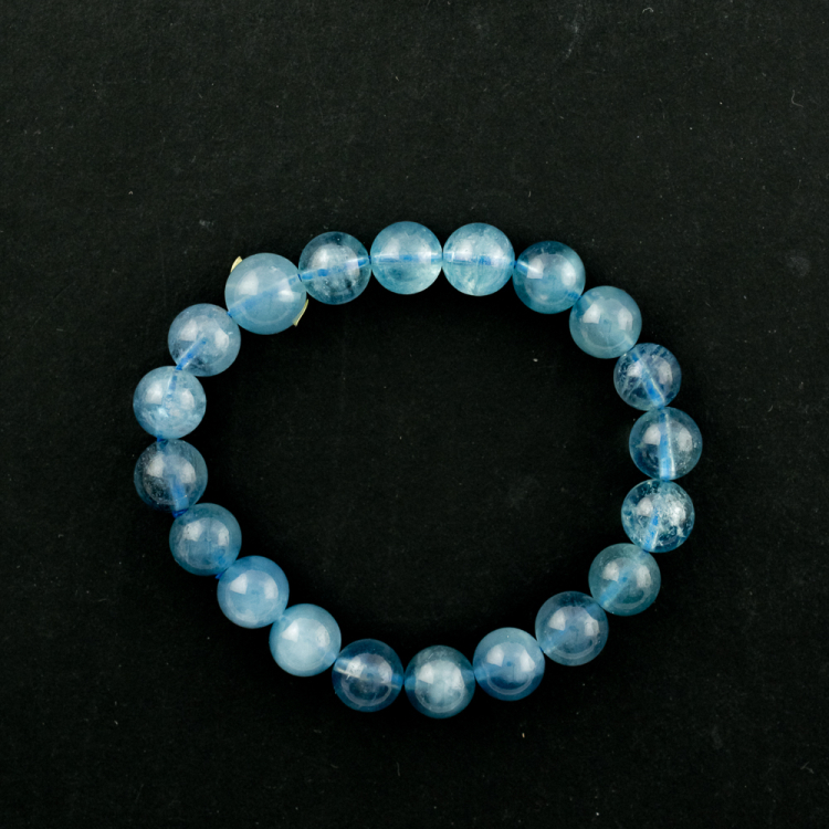 Bracelet Aigue-marine (part. traité) boule