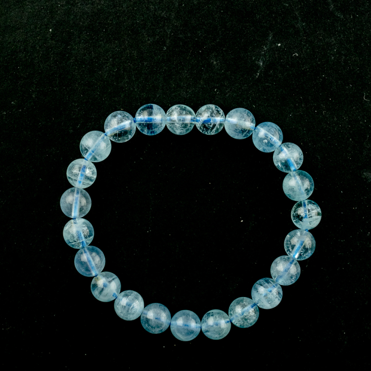 Bracelet Aigue-marine (part. traité) boule