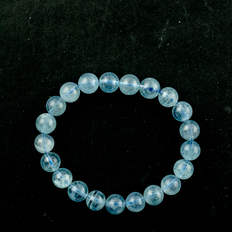 Bracelet Aigue-marine (part. traité) boule