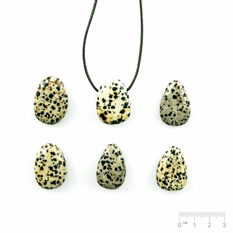 Pendentif Jaspe dalmatien ovale plat