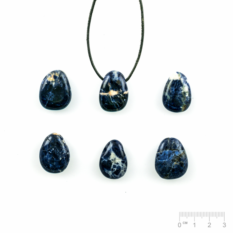 Pendentif Sodalite ovale plat (part. avec fines fissures)