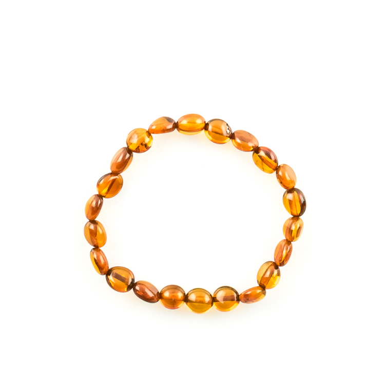 Bracelet Ambre cognac pierre roulée