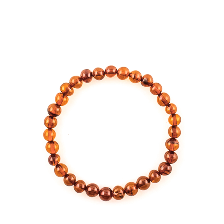 Bracelet Ambre cognac pierre roulée