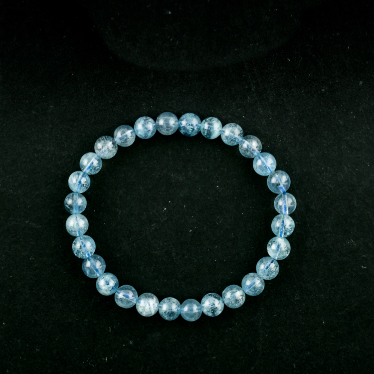 Bracelet Aigue-marine (part. traité) boule