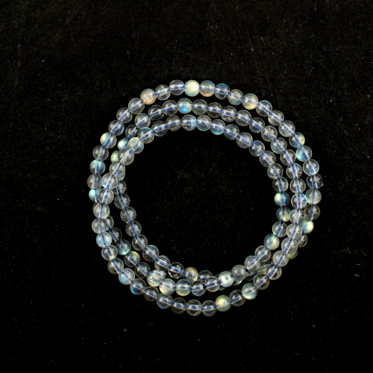 Bracelet 3-fois élast Labradorite boule