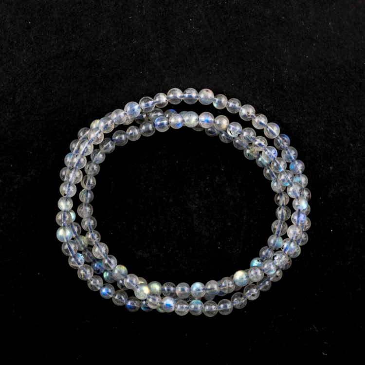 Bracelet 3-fois élast Labradorite boule