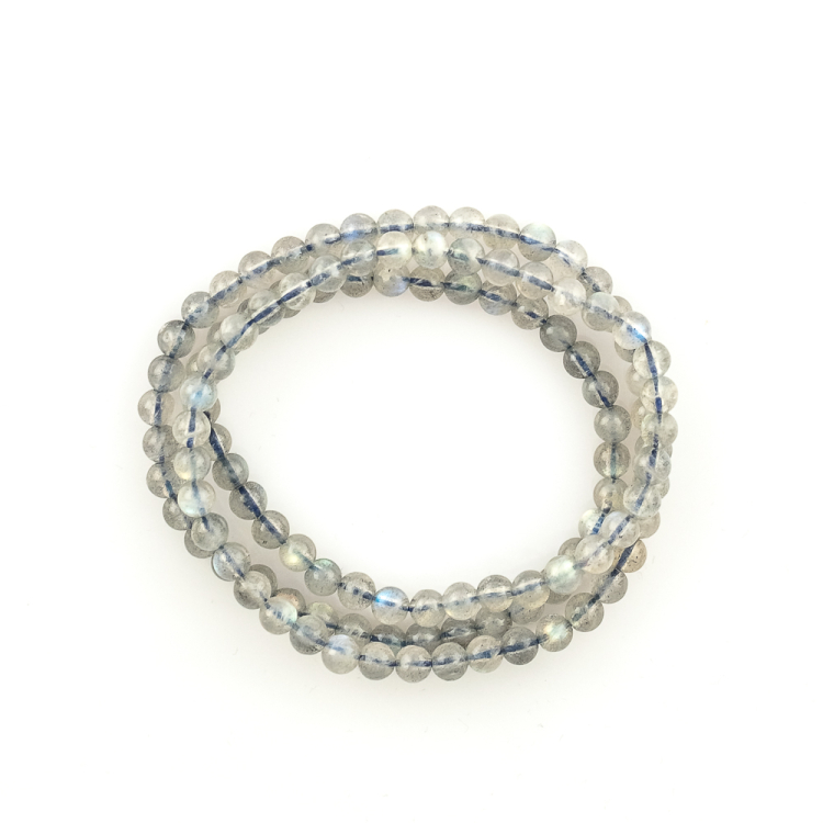 Bracelet 3-fois élast Labradorite boule