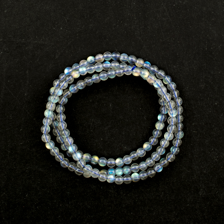 Bracelet 3-fois élast Labradorite boule