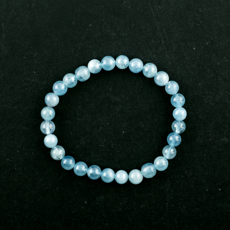 Bracelet Aigue-marine (part. traité) boule