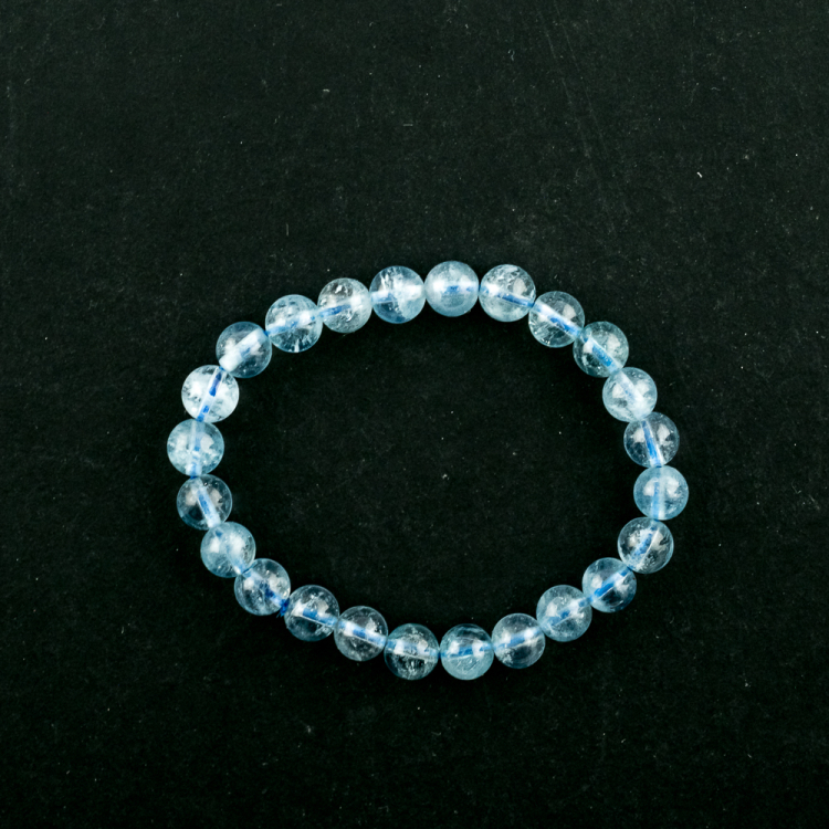 Bracelet Aigue-marine (part. traité) boule