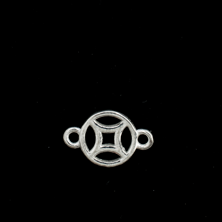 Pièce en argent 925 carré dans le cercle 12x7.5mm,